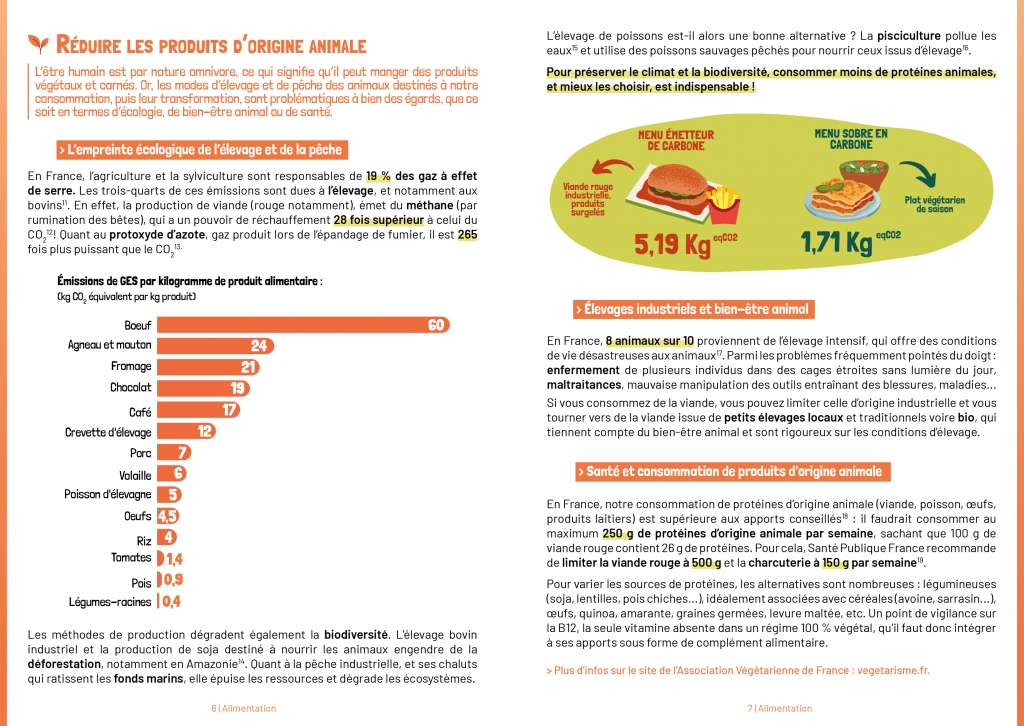 Aperçu du chapitre alimentation durable du Guide pour Consommer Responsable à Lyon de l'association The Greener Good